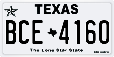 TX license plate BCE4160