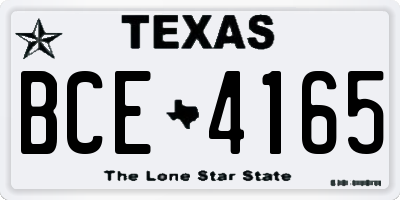 TX license plate BCE4165