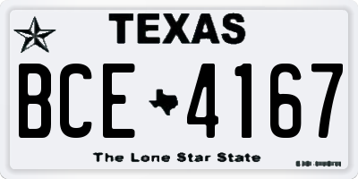 TX license plate BCE4167