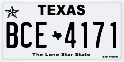 TX license plate BCE4171