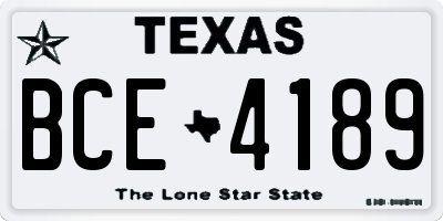 TX license plate BCE4189