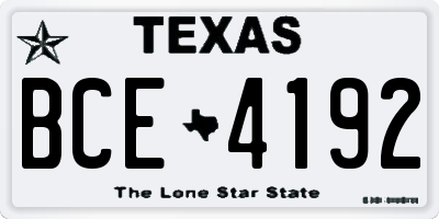 TX license plate BCE4192