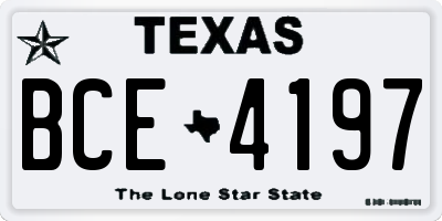 TX license plate BCE4197
