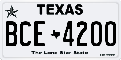 TX license plate BCE4200