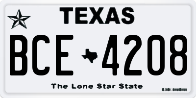 TX license plate BCE4208