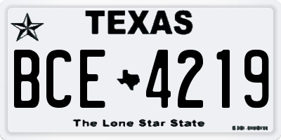 TX license plate BCE4219