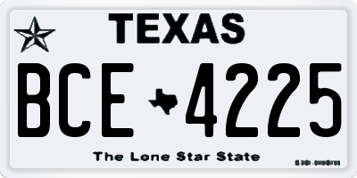 TX license plate BCE4225
