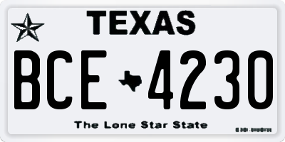 TX license plate BCE4230