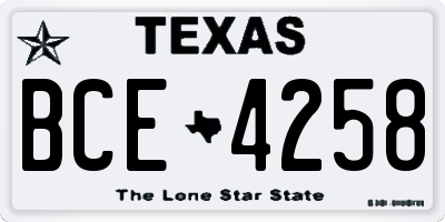 TX license plate BCE4258