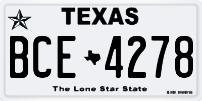 TX license plate BCE4278