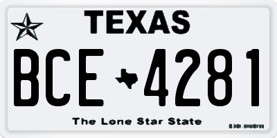 TX license plate BCE4281