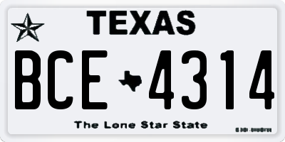 TX license plate BCE4314