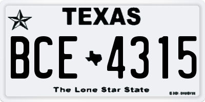 TX license plate BCE4315