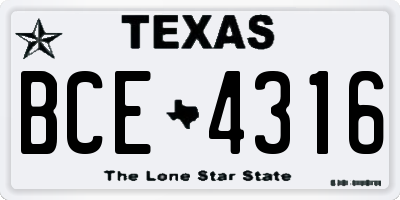 TX license plate BCE4316