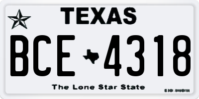 TX license plate BCE4318