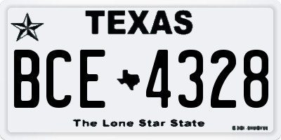 TX license plate BCE4328