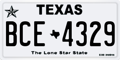 TX license plate BCE4329