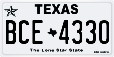 TX license plate BCE4330