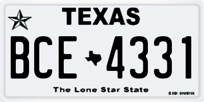 TX license plate BCE4331