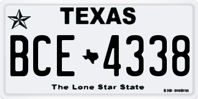 TX license plate BCE4338