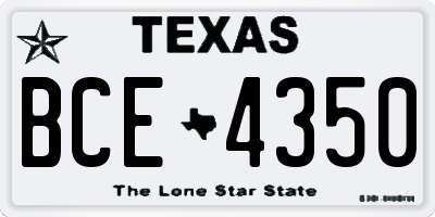 TX license plate BCE4350