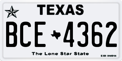 TX license plate BCE4362