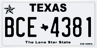 TX license plate BCE4381
