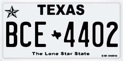 TX license plate BCE4402