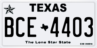 TX license plate BCE4403