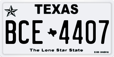 TX license plate BCE4407