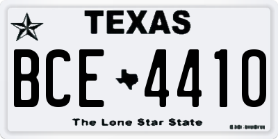 TX license plate BCE4410