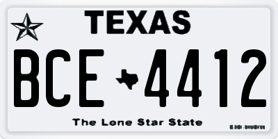 TX license plate BCE4412