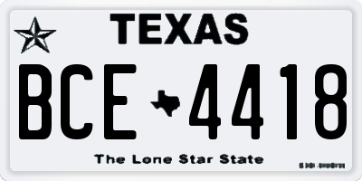 TX license plate BCE4418