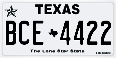 TX license plate BCE4422