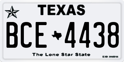 TX license plate BCE4438