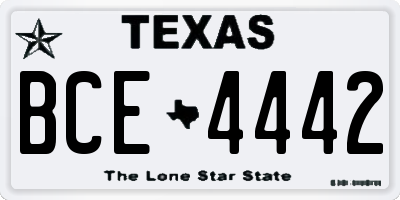TX license plate BCE4442
