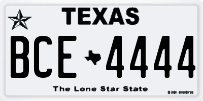 TX license plate BCE4444
