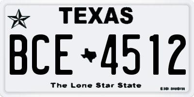 TX license plate BCE4512
