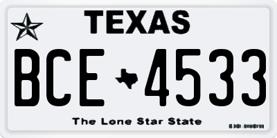 TX license plate BCE4533