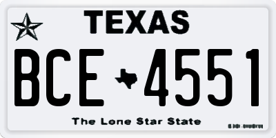 TX license plate BCE4551