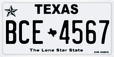 TX license plate BCE4567