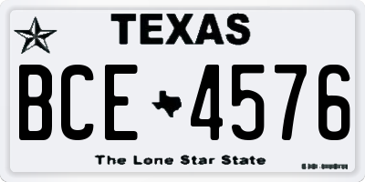 TX license plate BCE4576