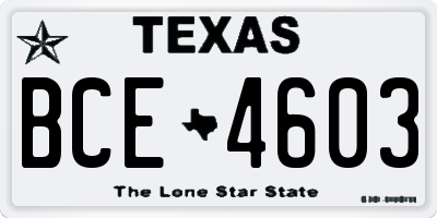 TX license plate BCE4603