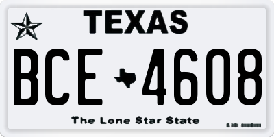 TX license plate BCE4608