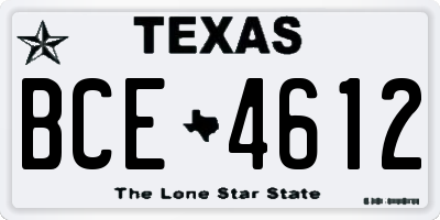 TX license plate BCE4612
