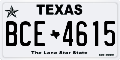 TX license plate BCE4615