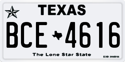 TX license plate BCE4616