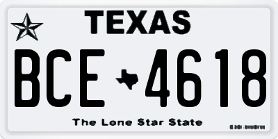 TX license plate BCE4618