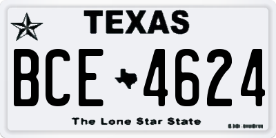 TX license plate BCE4624