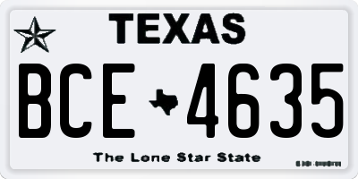 TX license plate BCE4635